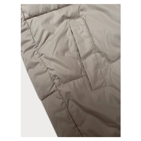 Volná béžová dámská bunda s kapucí Miss TiTi (2360)