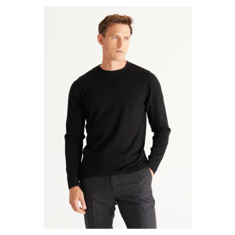 AC&Co / Altınyıldız Classics Men's Black Standard Fit Normal Cut Warm Crew Neck Knitwear Sweater