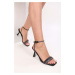 Shoeberry Women's Bella Black Metallic Single Band Heels.