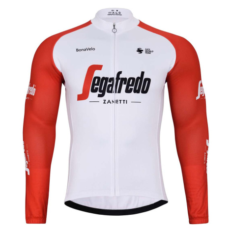 BONAVELO Cyklistický dres s dlouhým rukávem zimní - TREK 2024 WINTER - bílá/modrá/červená