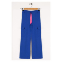 zepkids Girls' Sax-colored sweatpants with cargo pockets and wide legs.