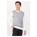 ALTINYILDIZ CLASSICS Men's Ecru-Grey Standard Fit Normal Cut Crew Neck Jacquard Knitwear Sweater