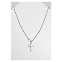 Náhrdelník s diamantovým křížem - stříbrné barvy