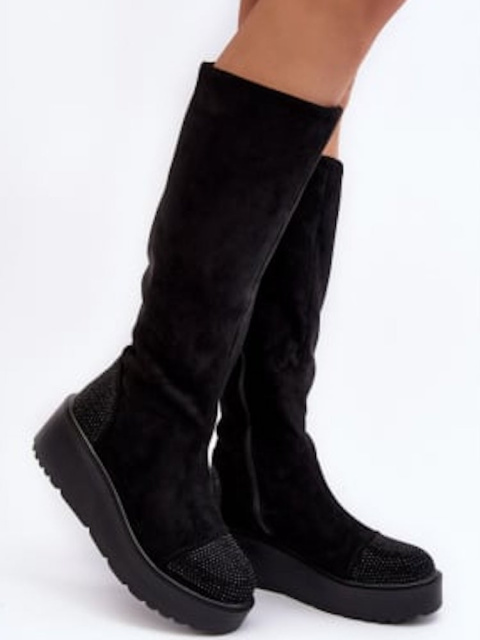 Semišové kozačky na platformě